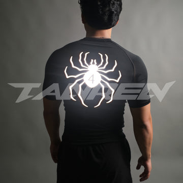 Reflective Hisoka Spider Compression Short Sleeve in Black