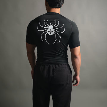 Spider Print Reflective Compression Shirts for Men Gym Workout