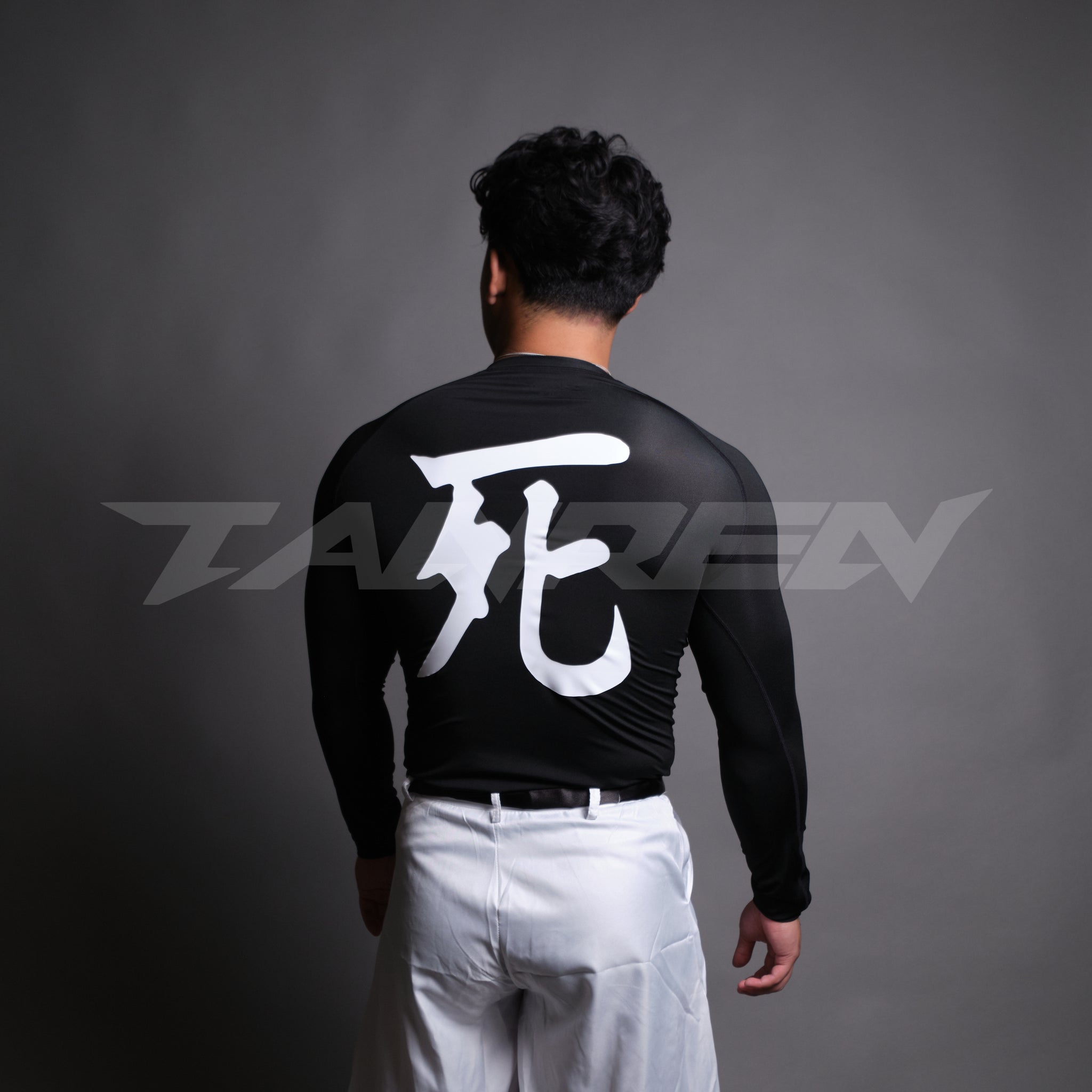 Death Kanji Compression Long Sleeve in Black