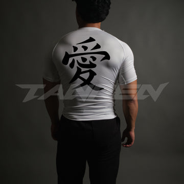 Love Kanji Compression Short Sleeve in White