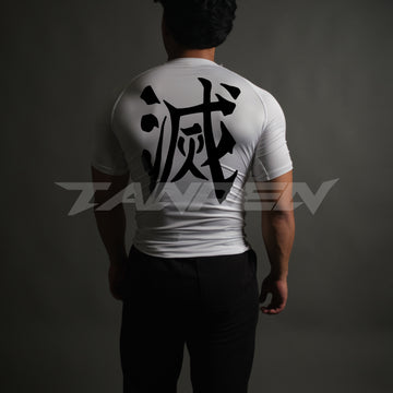 Destroy Kanji Compression Short Sleeve in White