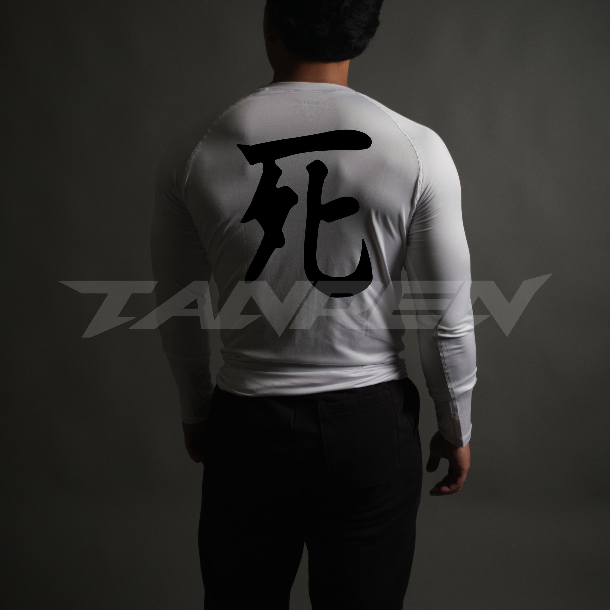 Death Kanji Compression Long Sleeve in White