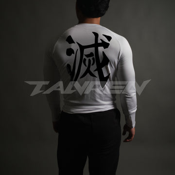 Destroy Kanji Compression Long Sleeve in White