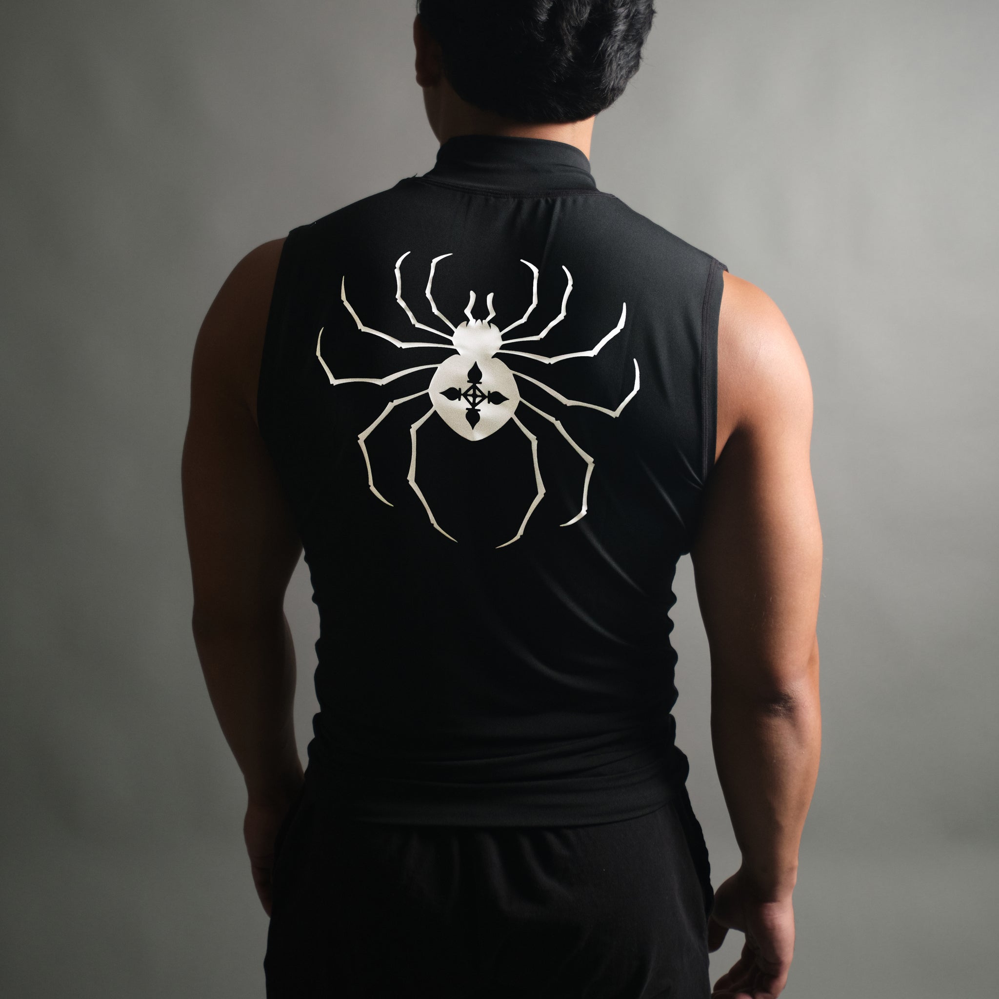Chrollo Spider Mockneck Compression Sleeveless in Black