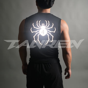 Reflective Hisoka Spider Compression Sleeveless in Black